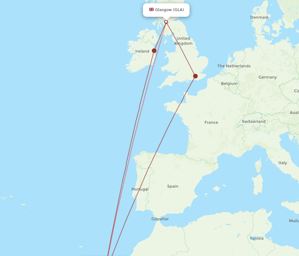 ACE to GLA flights and routes map