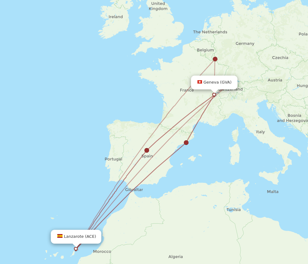 ACE to GVA flights and routes map