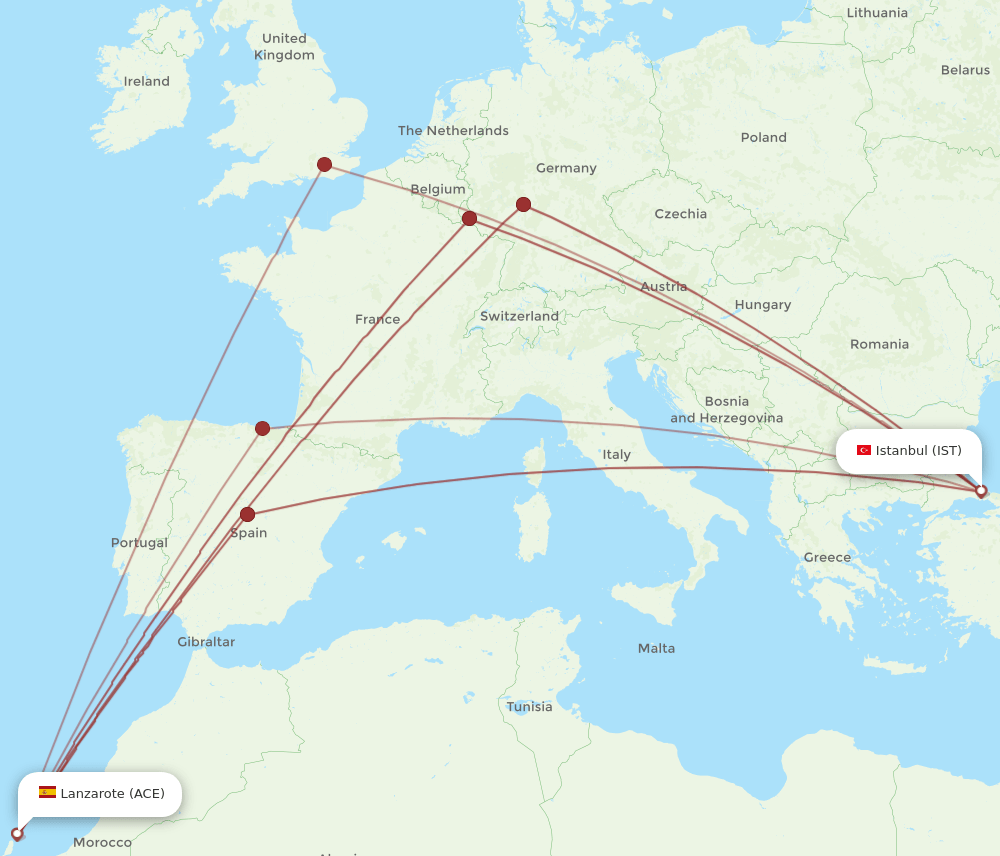 ACE-IST flight routes