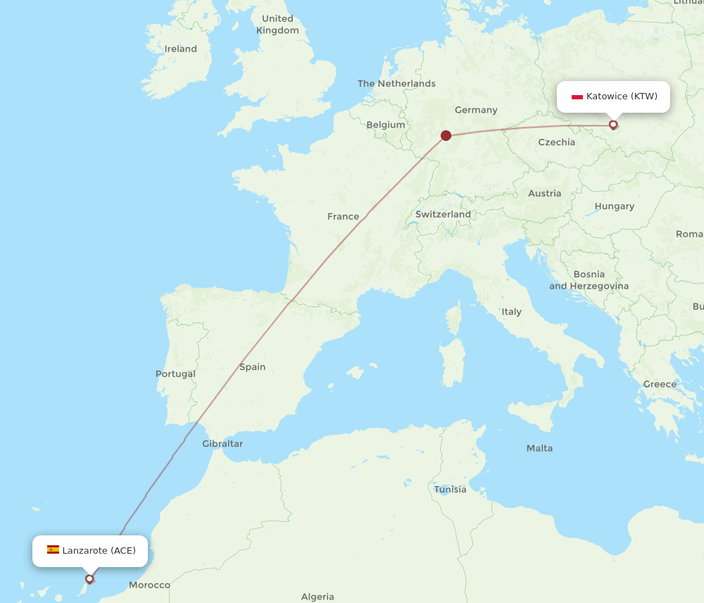 ACE-KTW flight routes