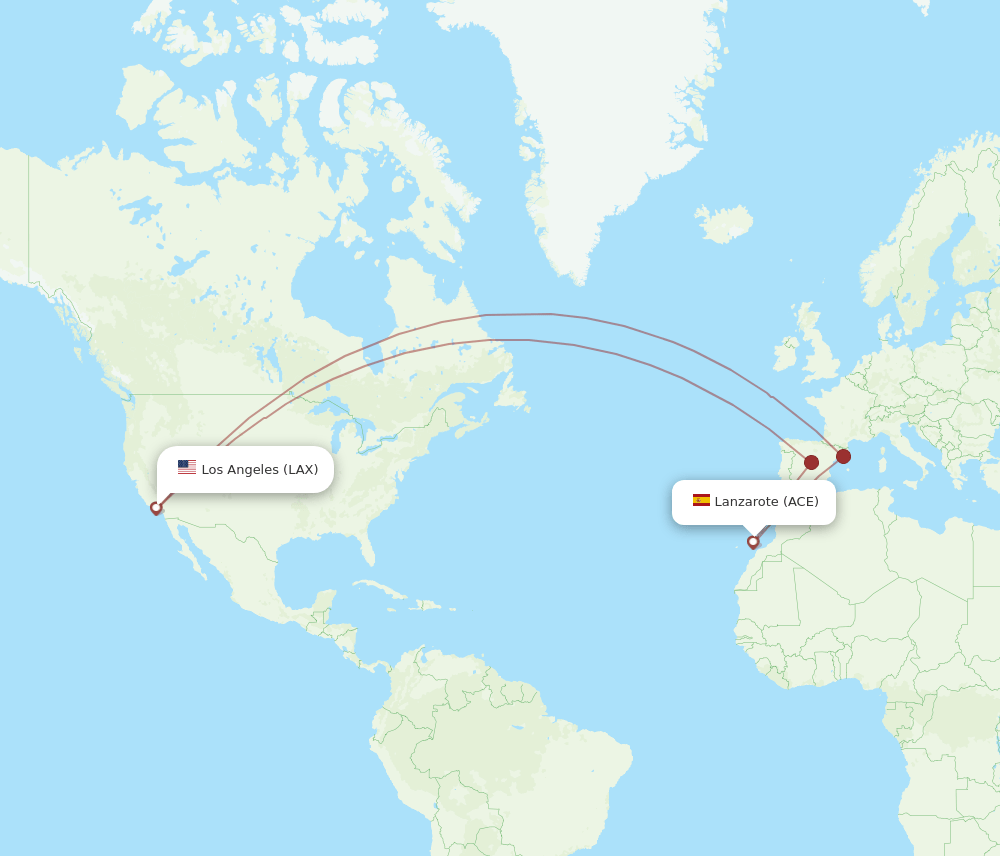 ACE-LAX flight routes
