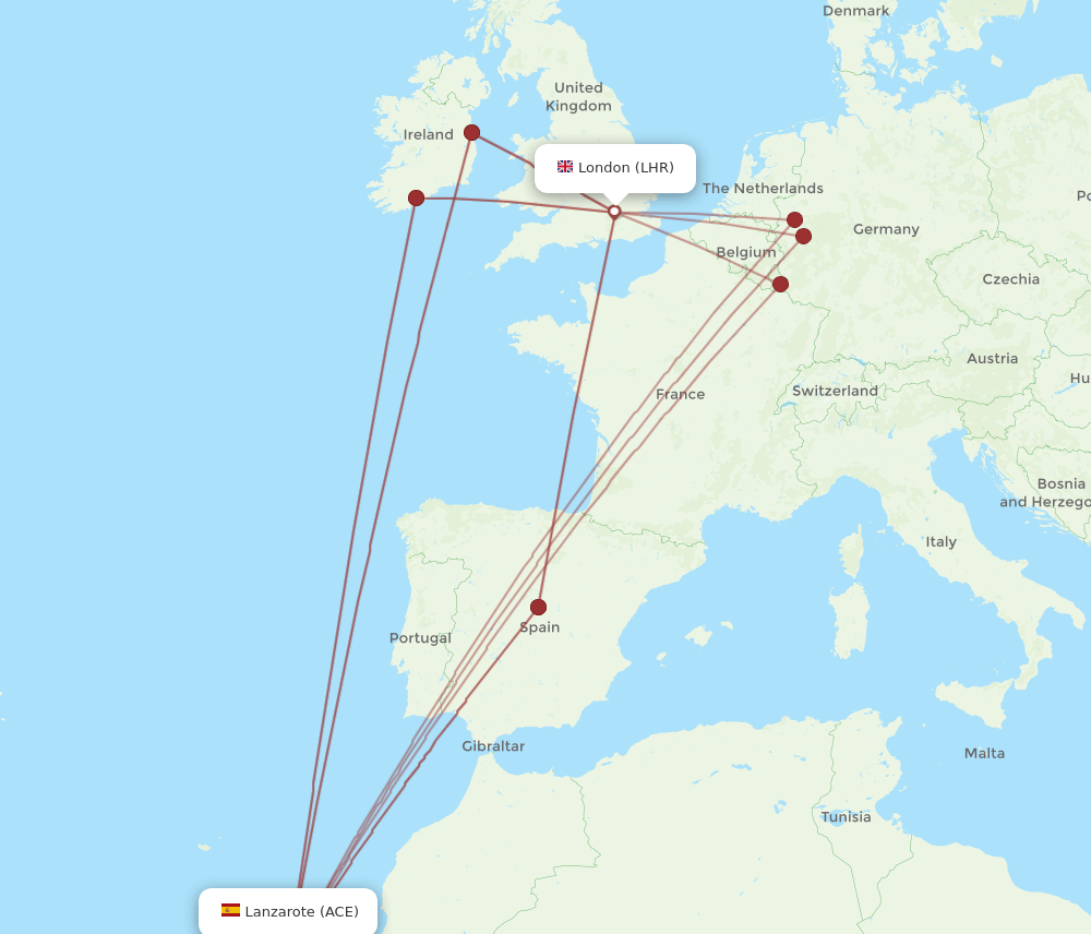 ACE-LHR flight routes