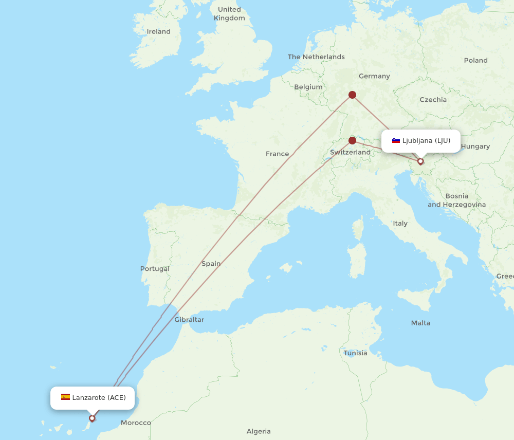 ACE-LJU flight routes