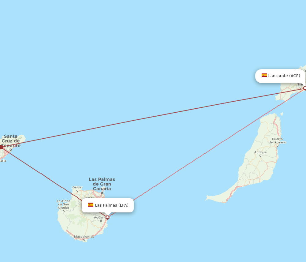 ACE to LPA flights and routes map