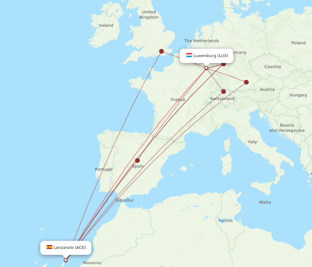 ACE-LUX flight routes