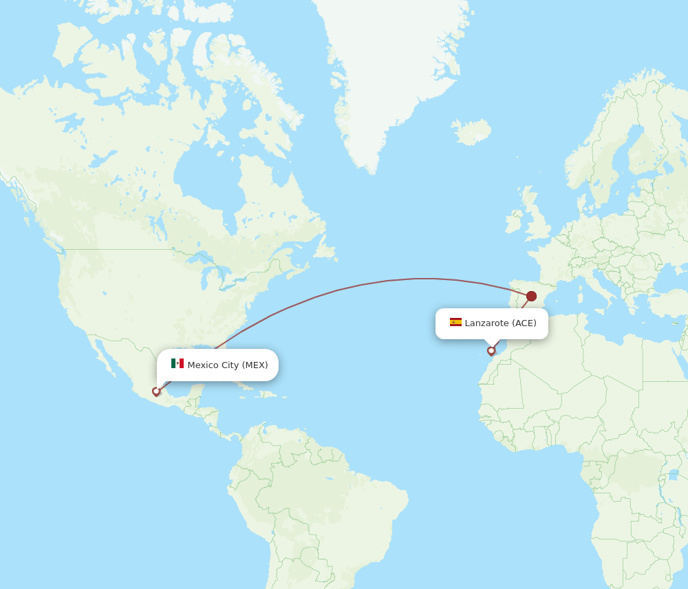 ACE to MEX flights and routes map