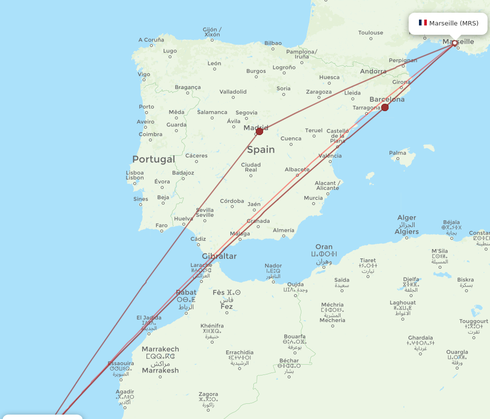 ACE to MRS flights and routes map