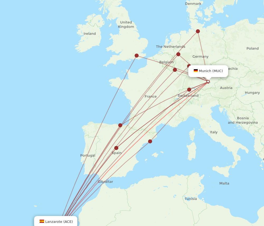 ACE to MUC flights and routes map