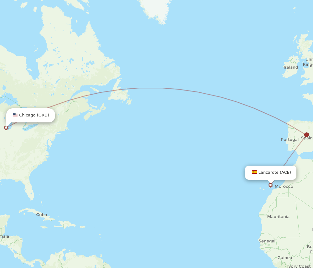 ACE-ORD flight routes