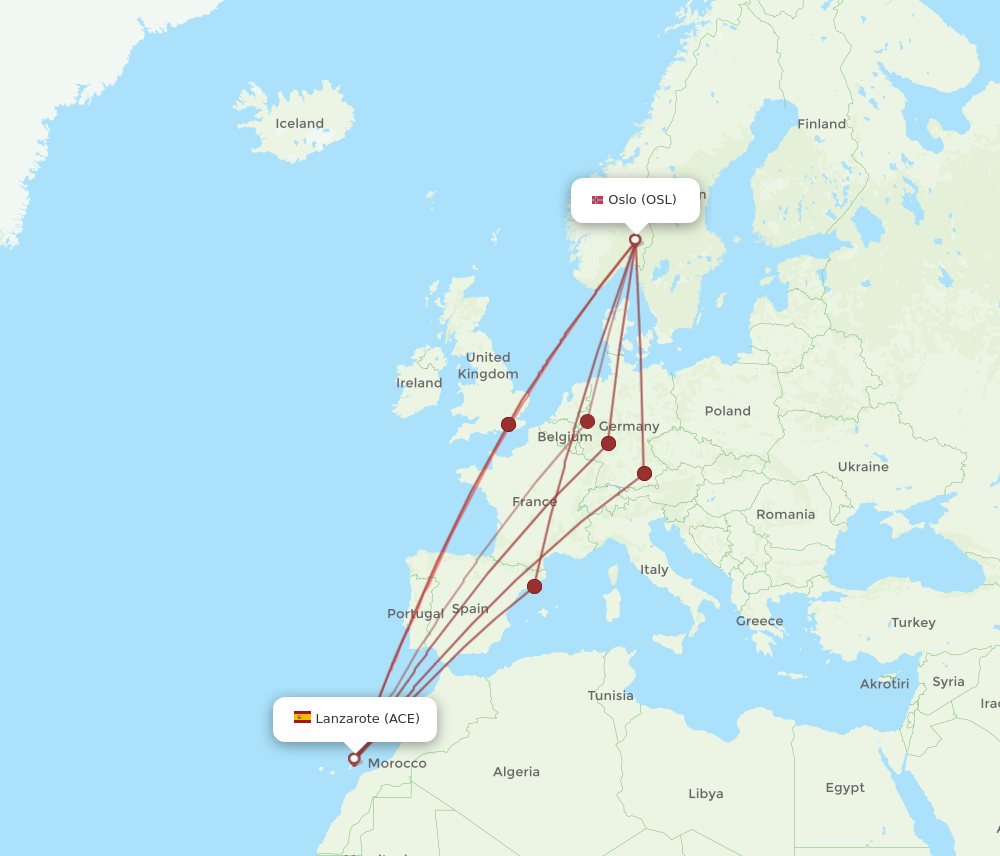 ACE to OSL flights and routes map