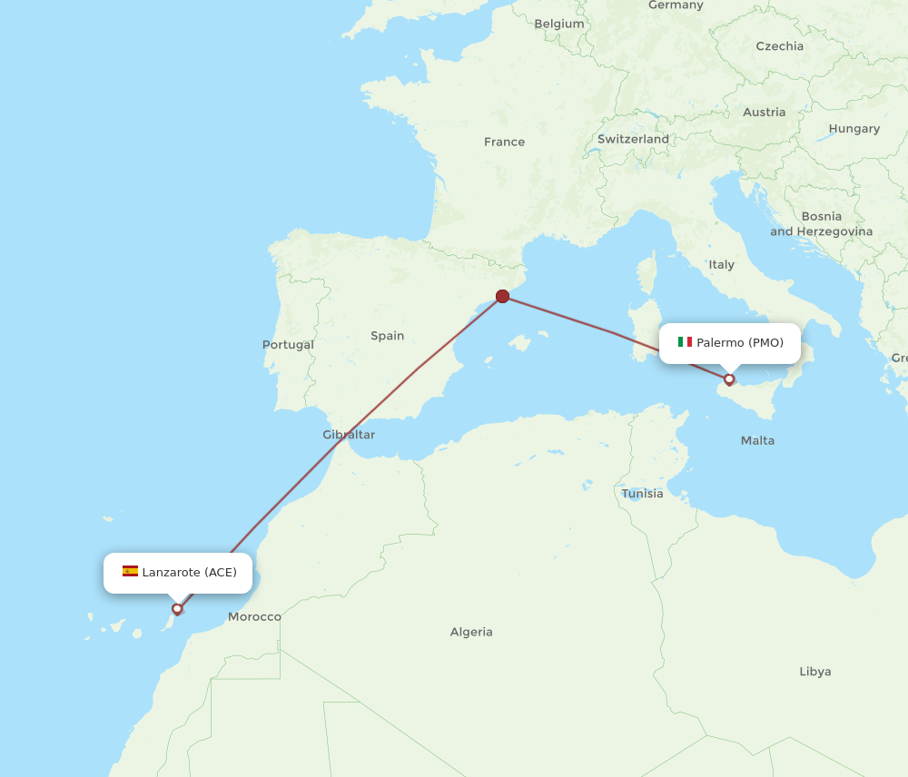 ACE to PMO flights and routes map