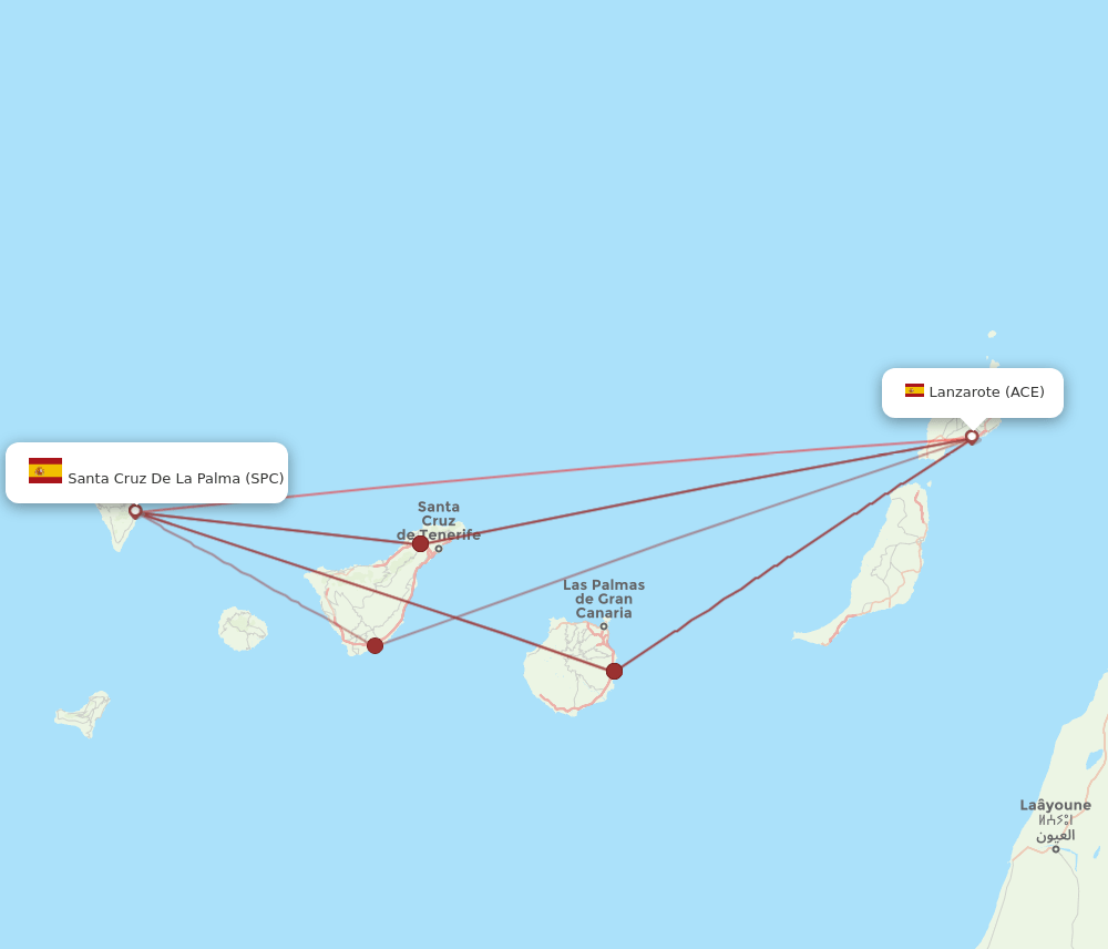 ACE to SPC flights and routes map