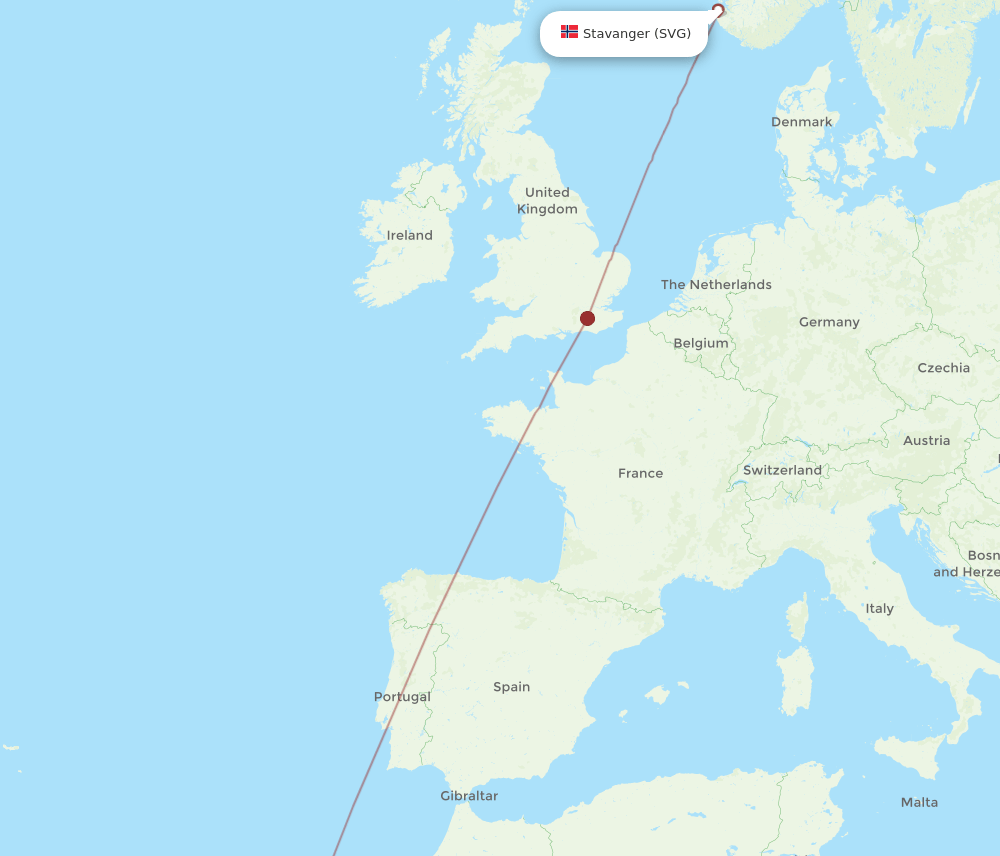 ACE to SVG flights and routes map