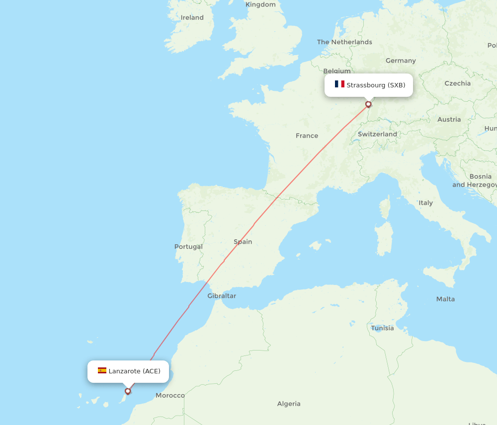 ACE to SXB flights and routes map