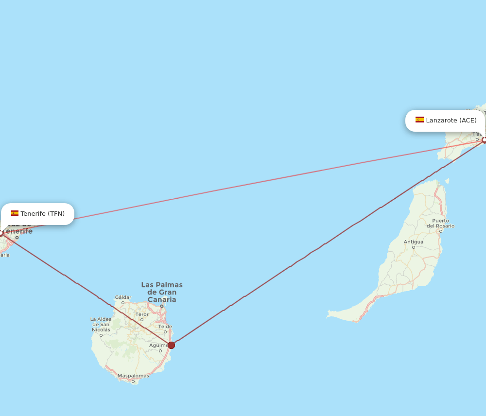 ACE to TFN flights and routes map