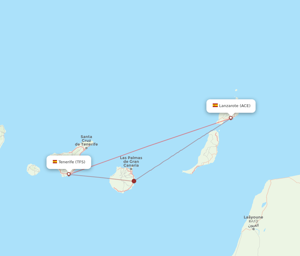 ACE to TFS flights and routes map