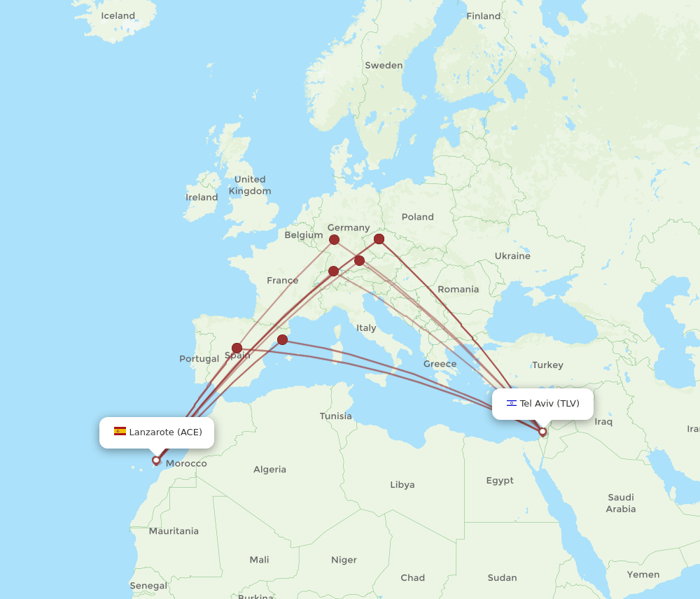 ACE to TLV flights and routes map