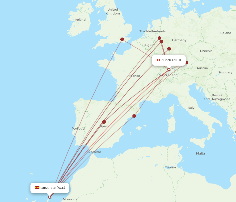 ACE-ZRH flight routes