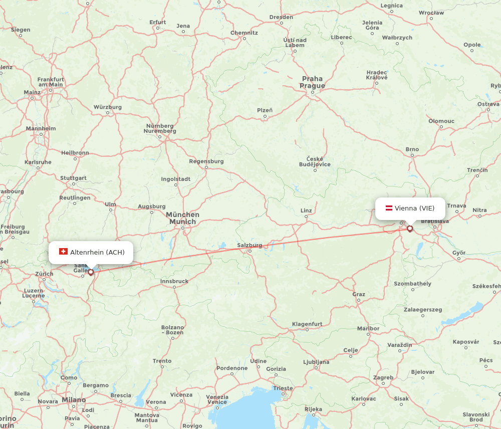 ACH to VIE flights and routes map