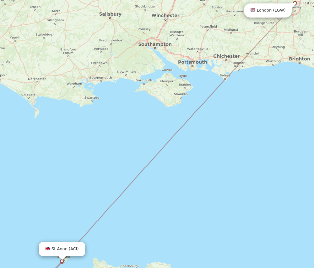 ACI-LGW flight routes