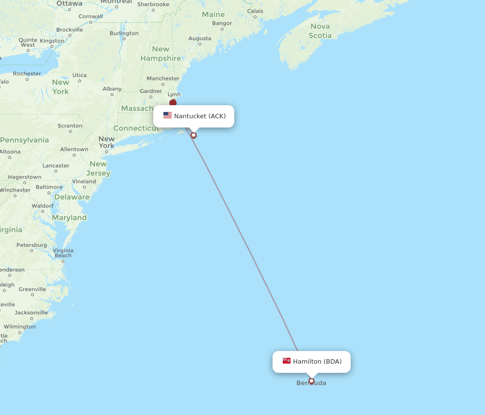 ACK-BDA flight routes