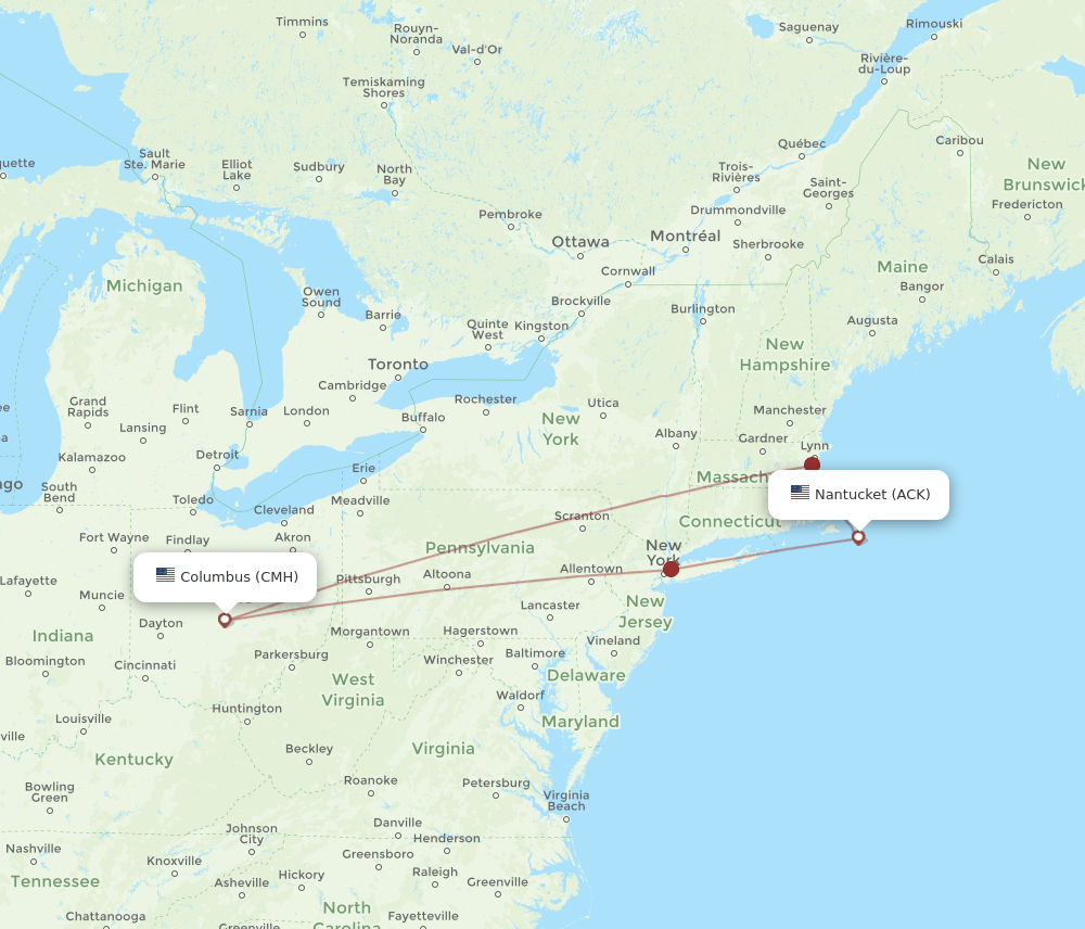 ACK-CMH flight routes