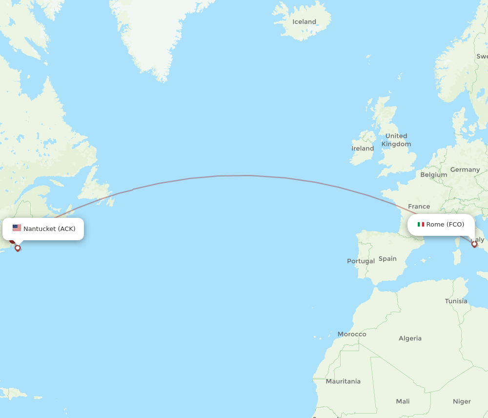 ACK-FCO flight routes