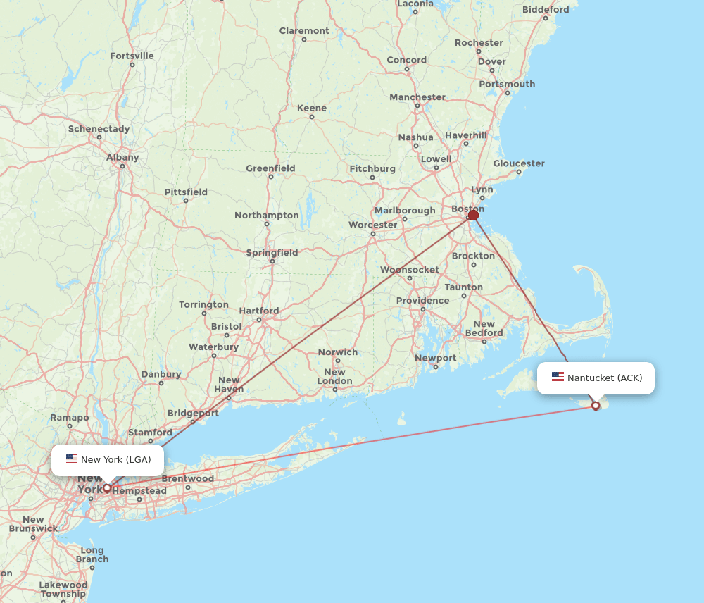 ACK-LGA flight routes
