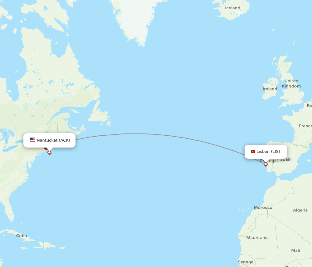 ACK-LIS flight routes