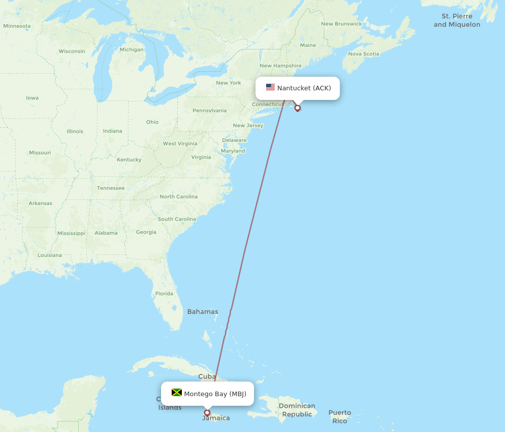 ACK-MBJ flight routes