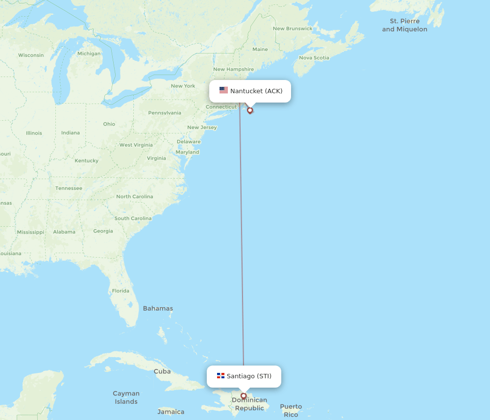 ACK-STI flight routes