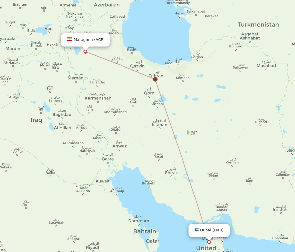 All flight routes from sahand to dubai acp to dxb flight routes
