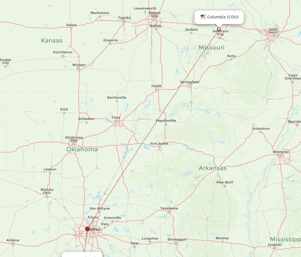 ACT-COU flight routes