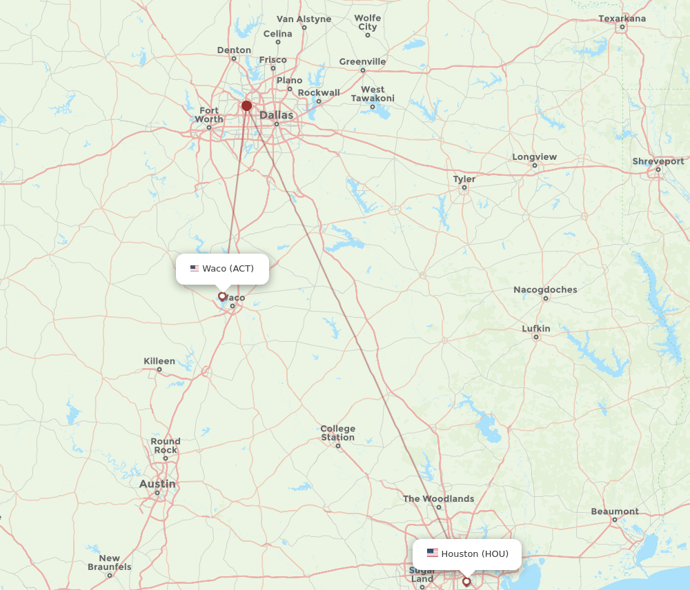ACT-HOU flight routes