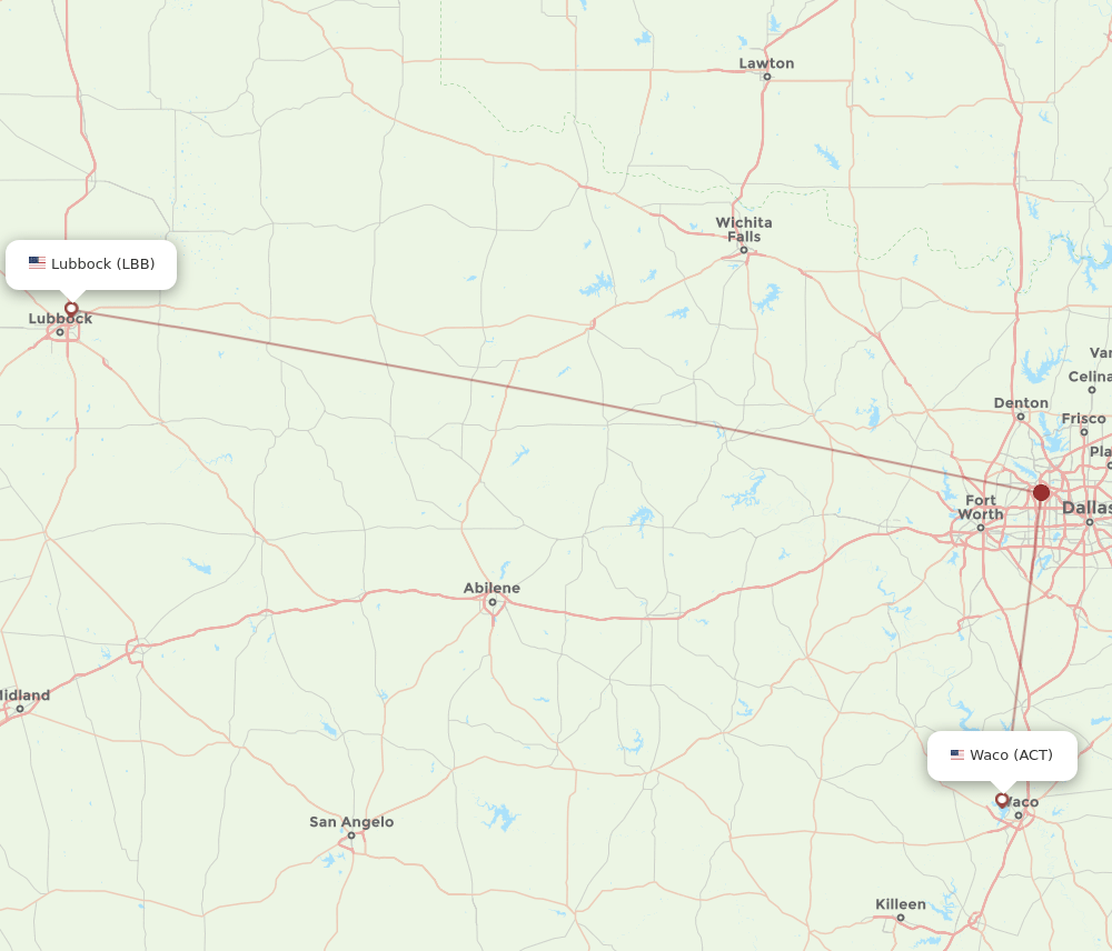 ACT-LBB flight routes