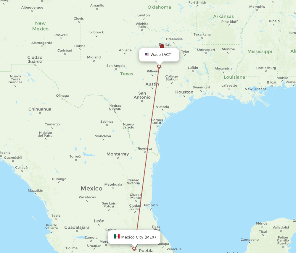 ACT-MEX flight routes