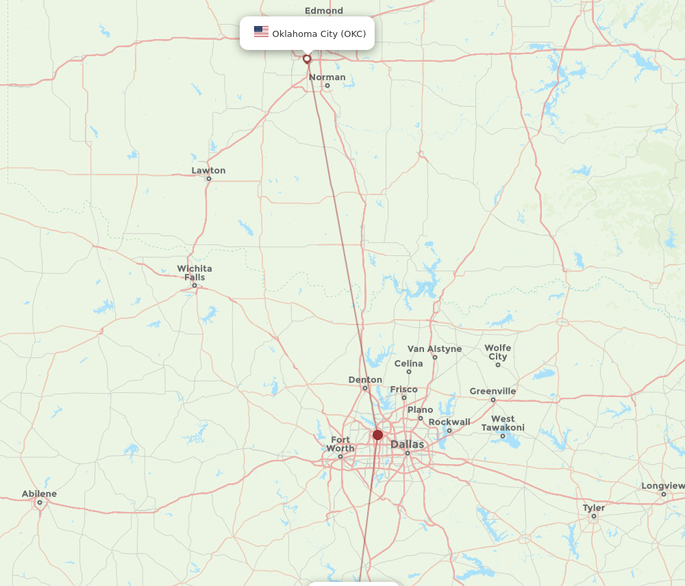 ACT-OKC flight routes