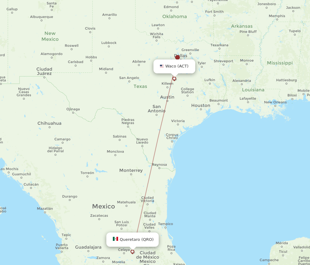 ACT-QRO flight routes