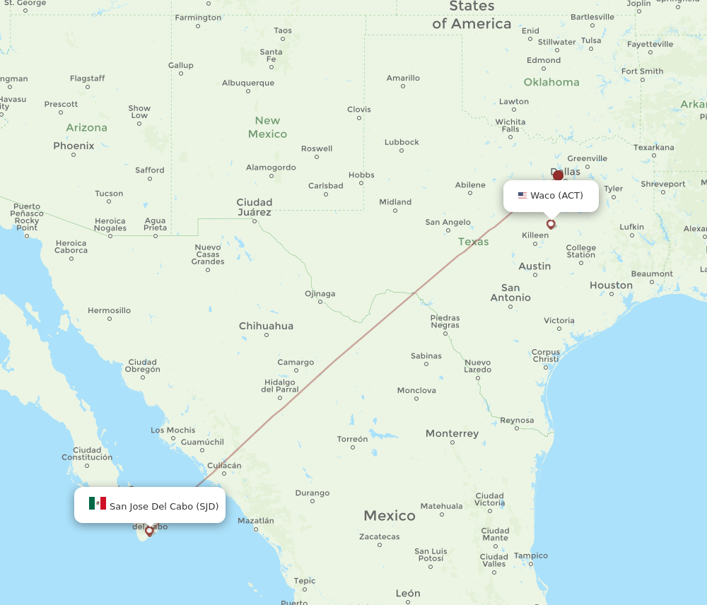 ACT-SJD flight routes