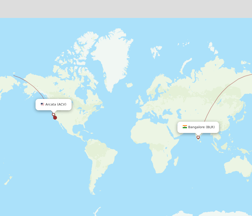ACV-BLR flight routes
