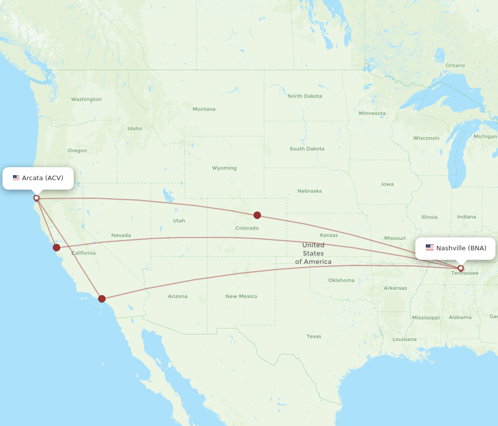 ACV-BNA flight routes