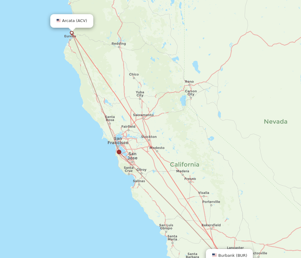 ACV-BUR flight routes