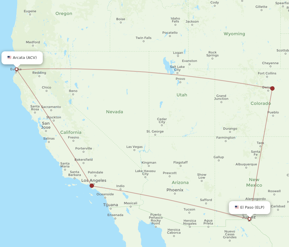 ACV-ELP flight routes
