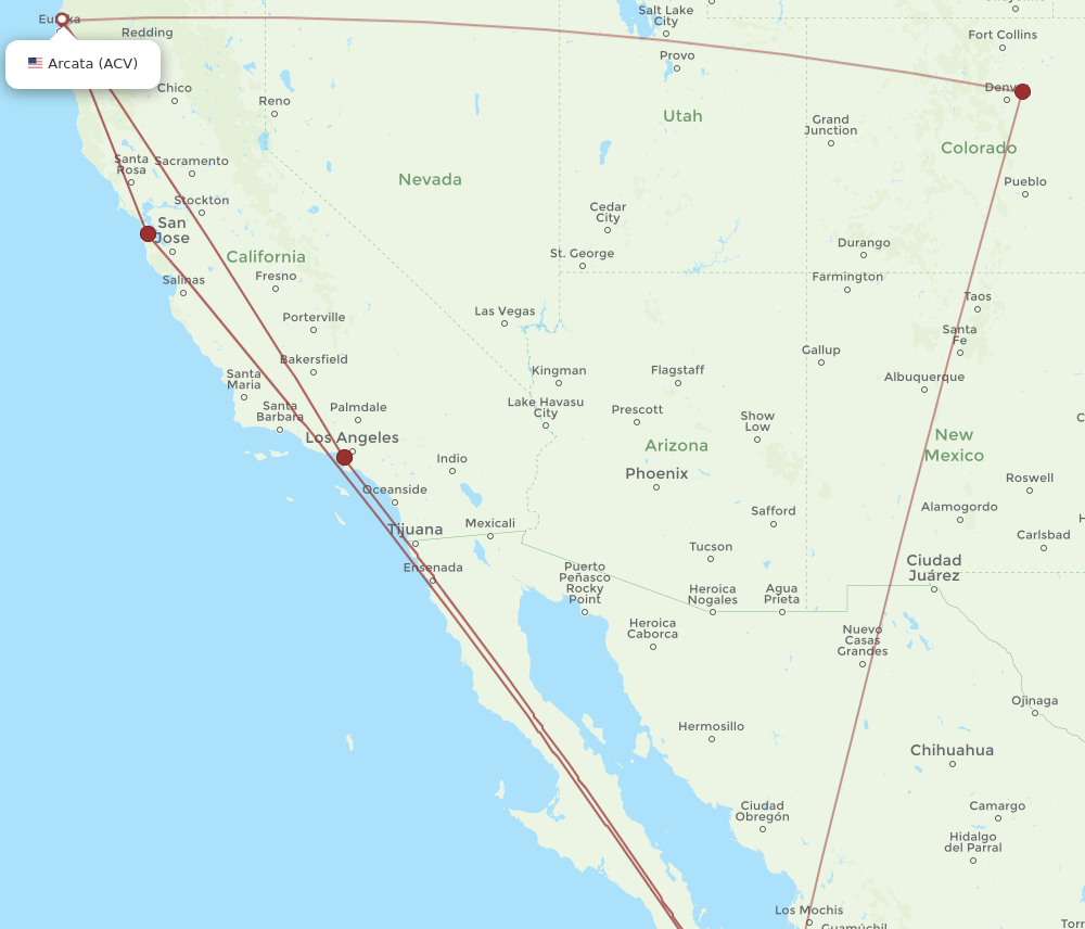 ACV-SJD flight routes