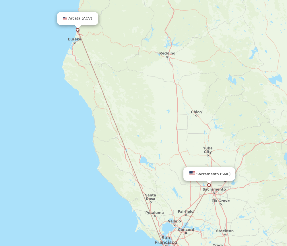 ACV-SMF flight routes