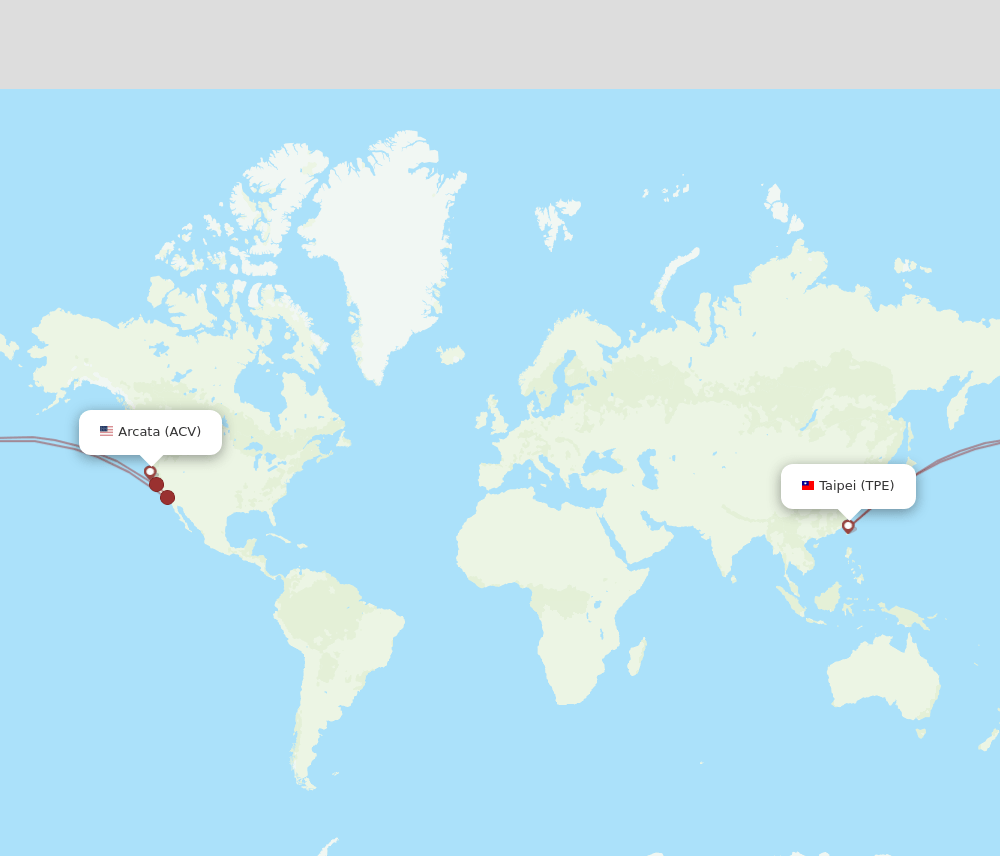 ACV-TPE flight routes