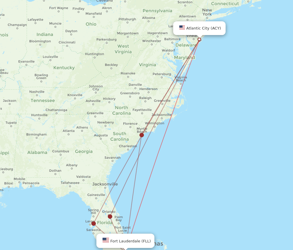 ACY-FLL flight routes