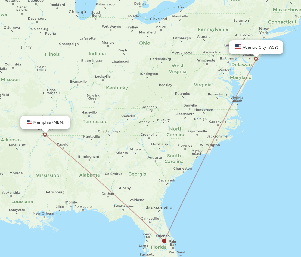 ACY-MEM flight routes