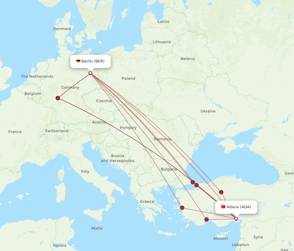 ADA to BER flights and routes map
