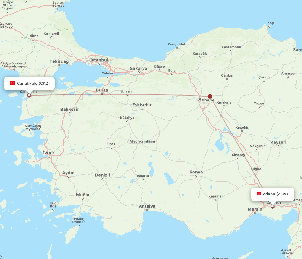 ADA to CKZ flights and routes map